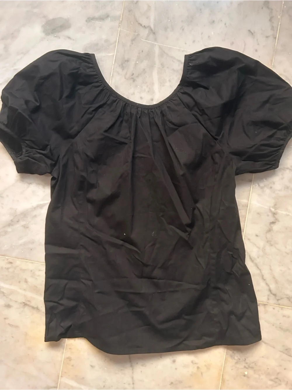 J Crew V-Back Black Puff Sleeve Women’s Top
